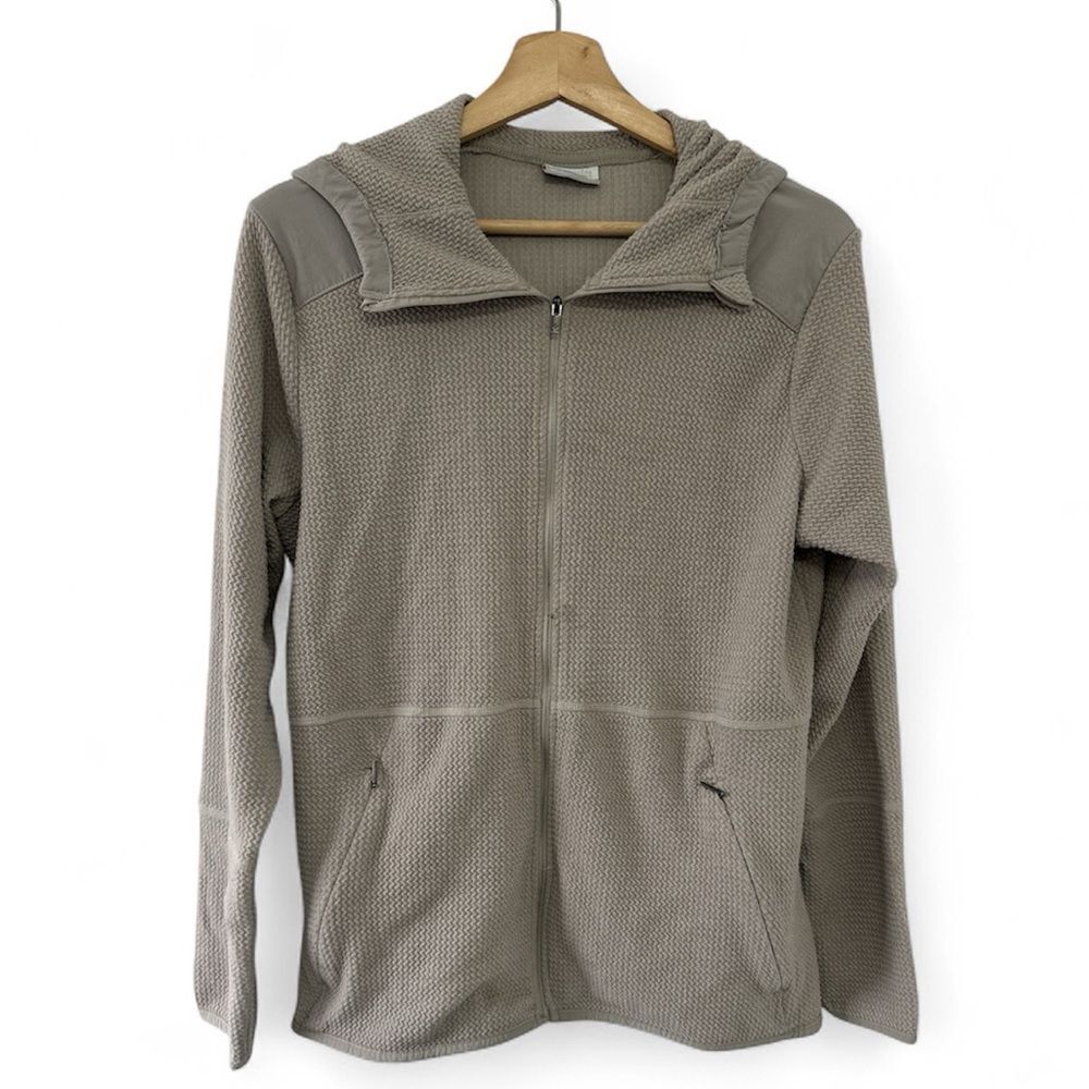 Columbia Gray Waffle Knit Hoodie Size XL Thermal Front Zip lightweight outdoors